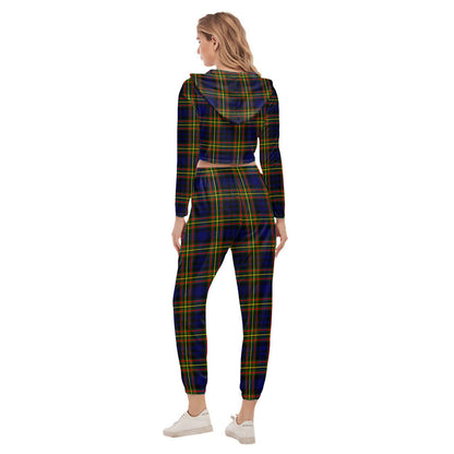 MacLellan Modern Tartan Plaid Crop Hoodie Sports Sets