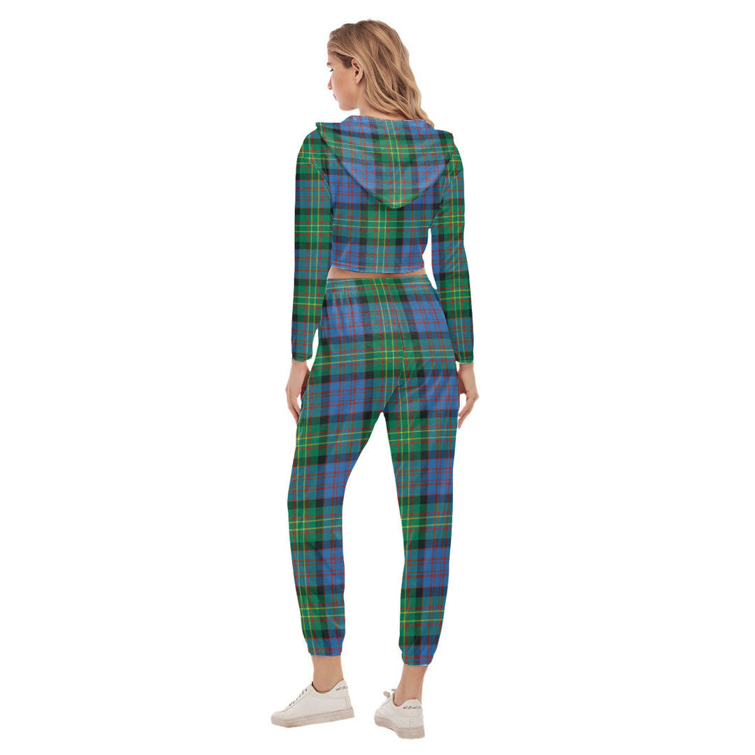 Bowie Ancient Tartan Plaid Crop Hoodie Sports Sets