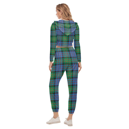 Bowie Ancient Tartan Plaid Crop Hoodie Sports Sets