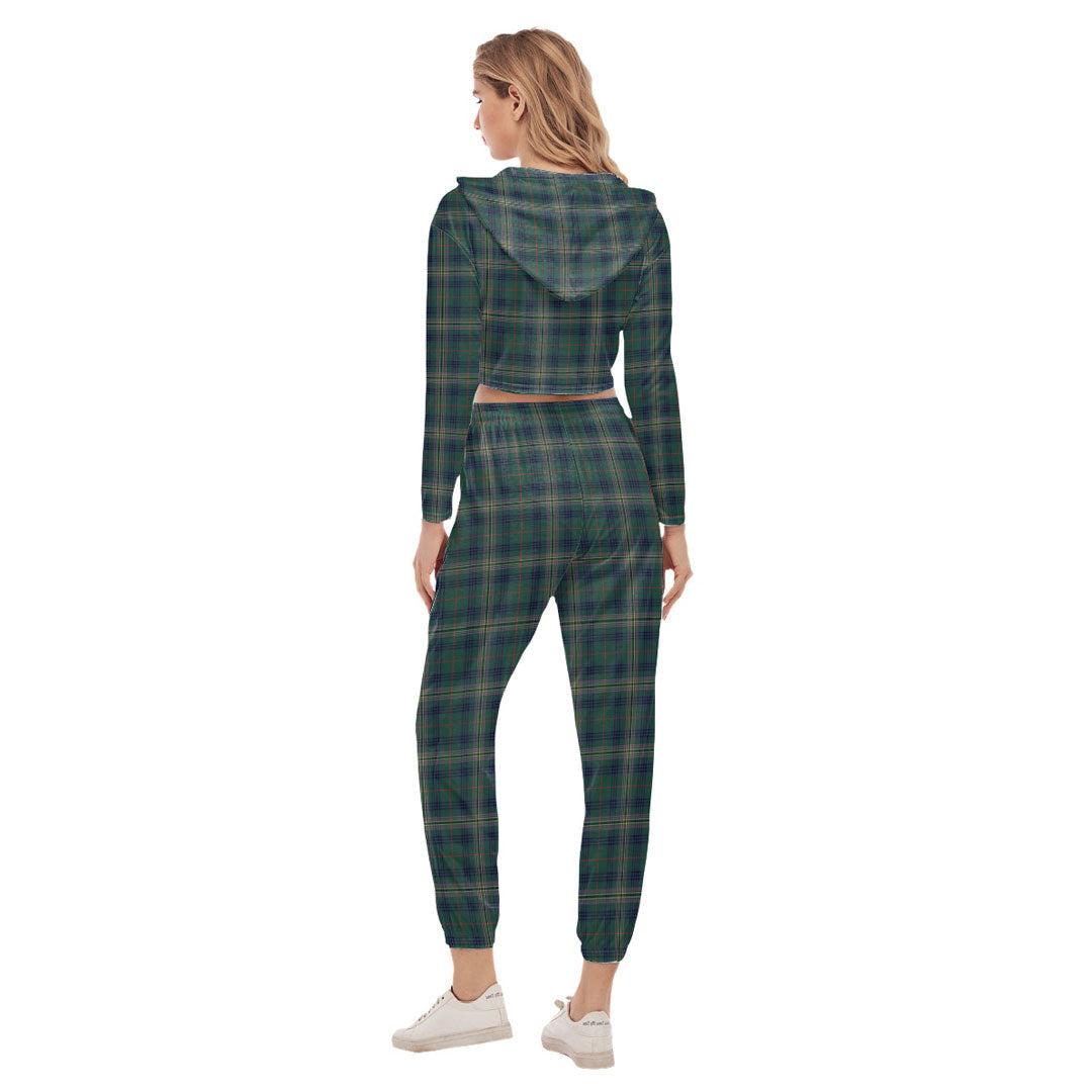 Kennedy Modern Tartan Plaid Crop Hoodie Sports Sets