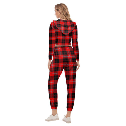 Cunningham Modern Tartan Plaid Crop Hoodie Sports Sets