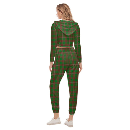 MacKinnon Hunting Modern Tartan Plaid Crop Hoodie Sports Sets