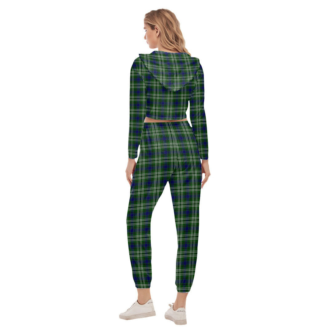 Tweedside District Tartan Plaid Crop Hoodie Sports Sets