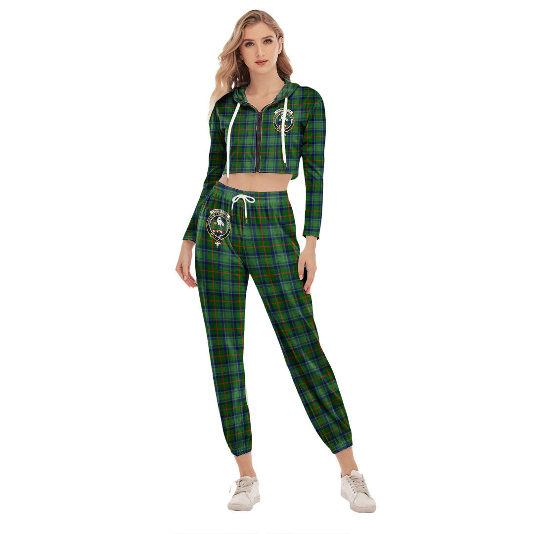 Cranstoun Tartan Crest Crop Hoodie Sports Sets