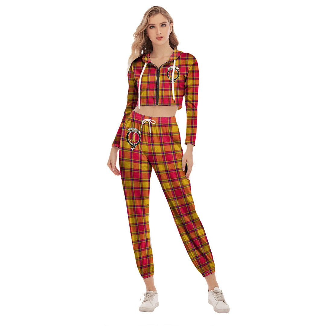 Scrymgeour Tartan Crest Crop Hoodie Sports Sets