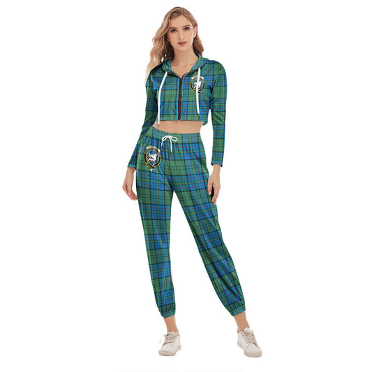 Lockhart Tartan Crest Crop Hoodie Sports Sets