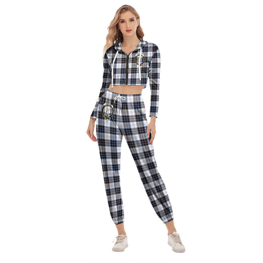 MacRae Dress Modern Tartan Crest Crop Hoodie Sports Sets