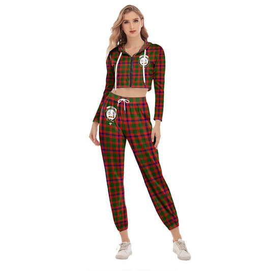 Skene Modern Tartan Crest Crop Hoodie Sports Sets