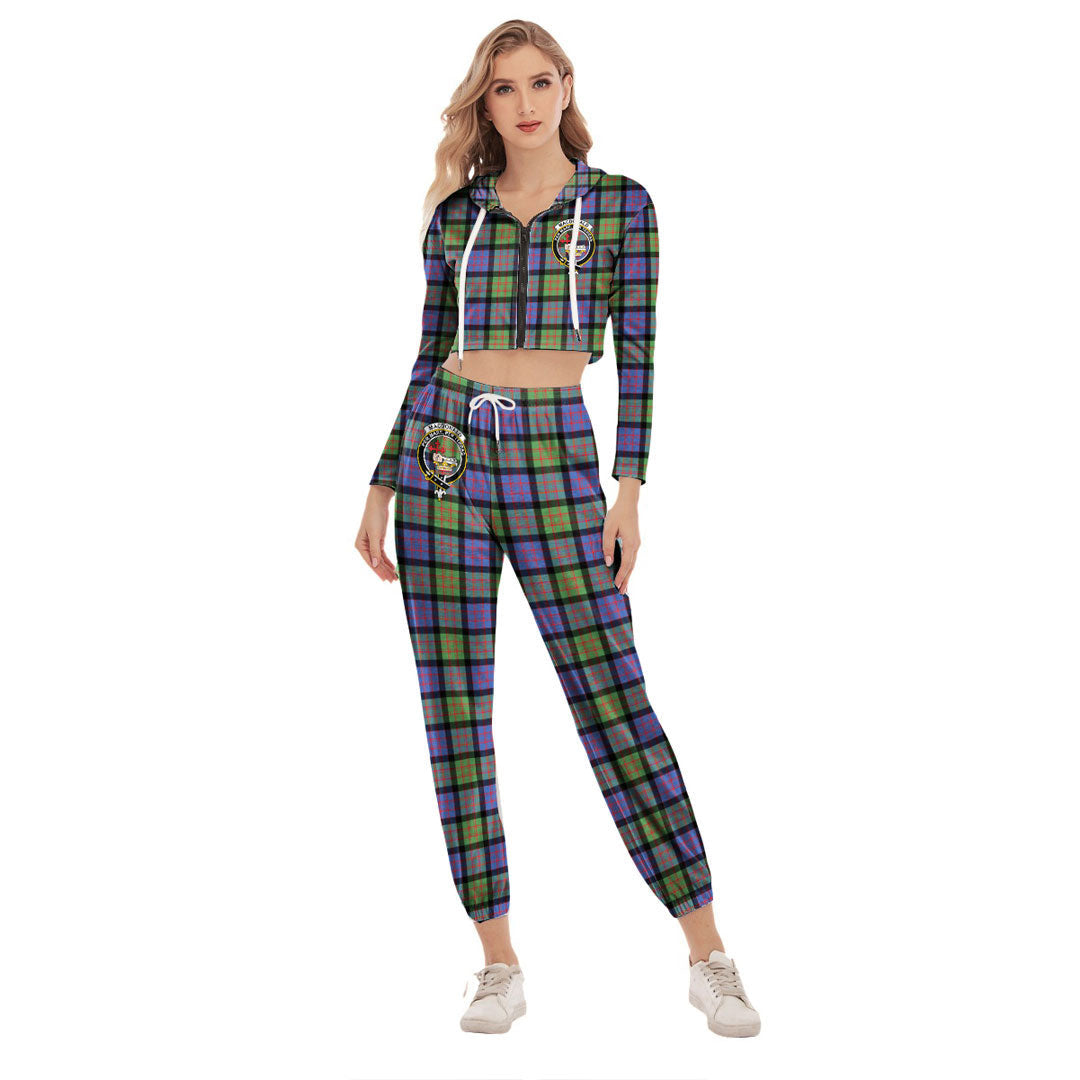 MacDonald Ancient Tartan Crest Crop Hoodie Sports Sets