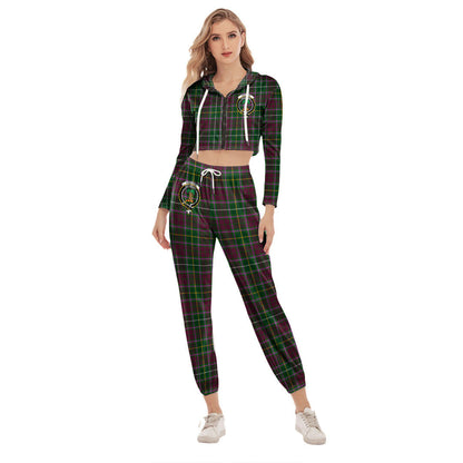 Crosbie Tartan Crest Crop Hoodie Sports Sets