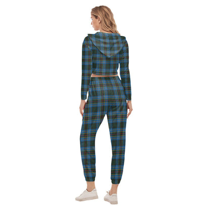 Cockburn Modern Tartan Crest Crop Hoodie Sports Sets