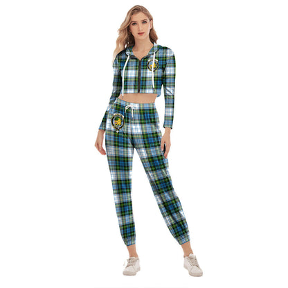 Campbell Dress Tartan Crest Crop Hoodie Sports Sets