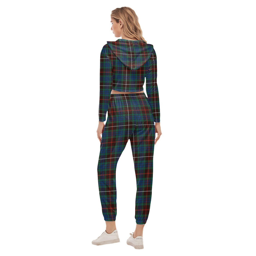 Fraser Hunting Ancient Tartan Crest Crop Hoodie Sports Sets