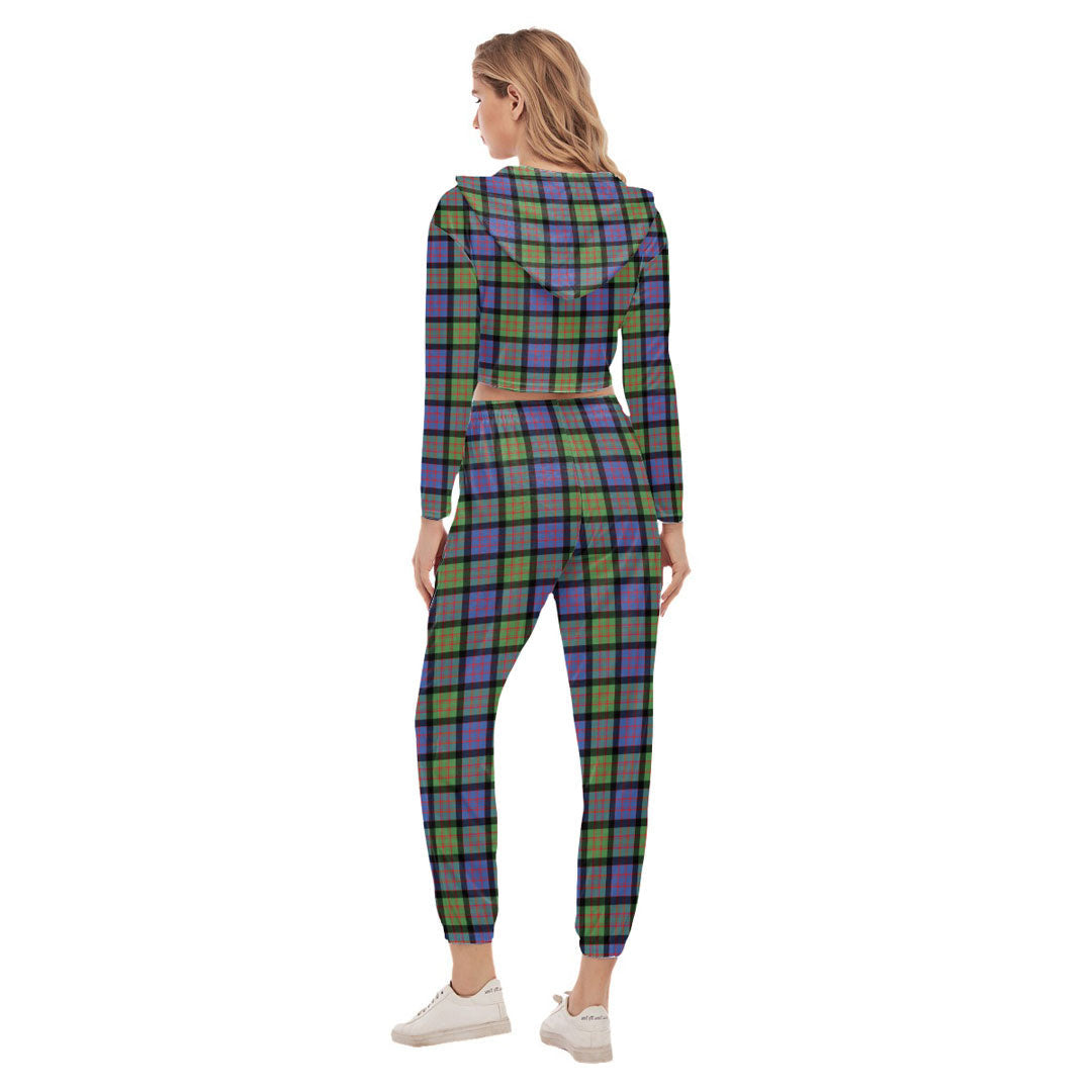 MacDonald Ancient Tartan Crest Crop Hoodie Sports Sets