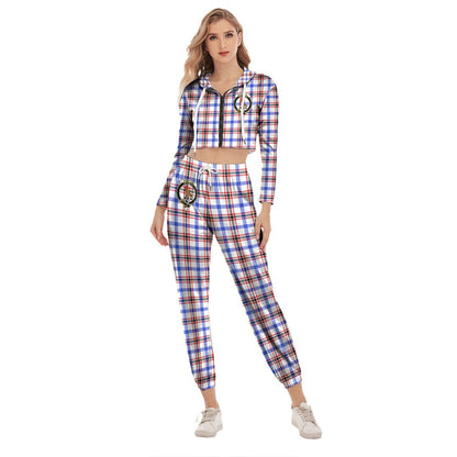 Boswell Modern Tartan Crest Crop Hoodie Sports Sets