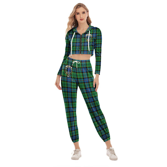 Forsyth Ancient Tartan Crest Crop Hoodie Sports Sets