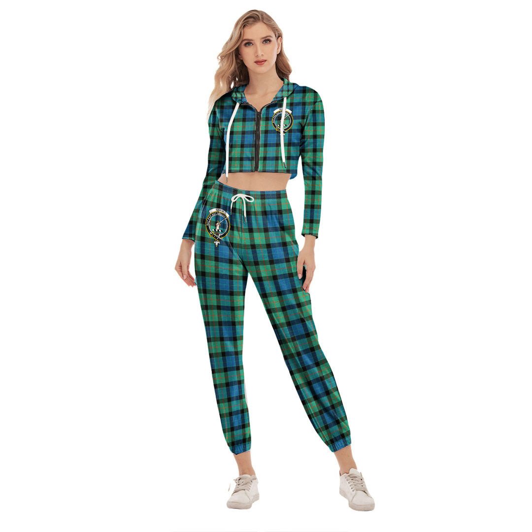 Gunn Ancient Tartan Crest Crop Hoodie Sports Sets