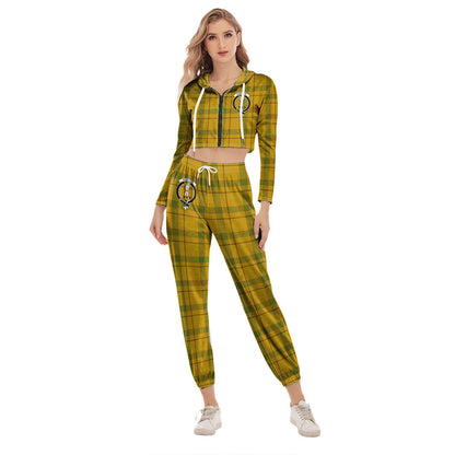 Houston Tartan Crest Crop Hoodie Sports Sets