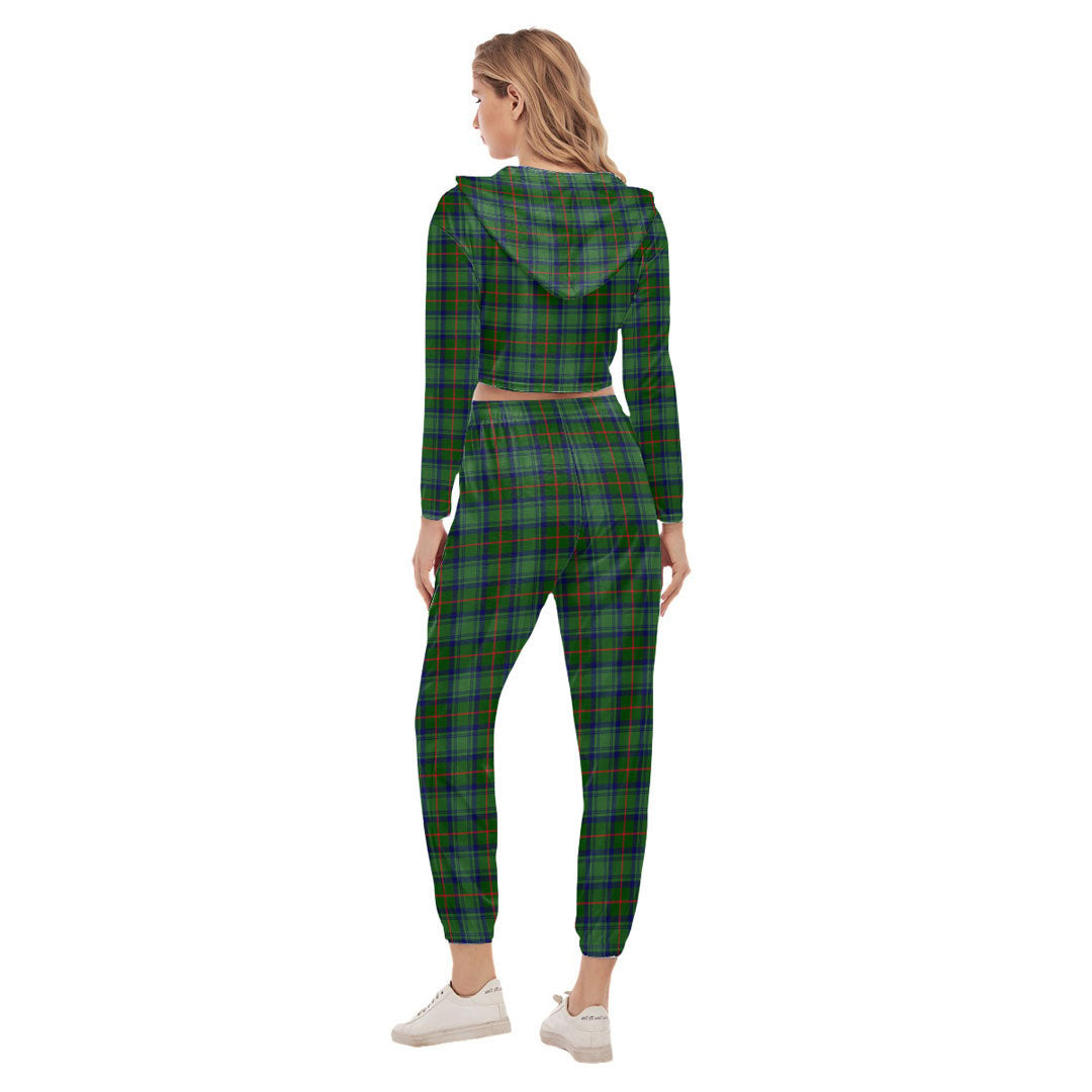 Cranstoun Tartan Crest Crop Hoodie Sports Sets