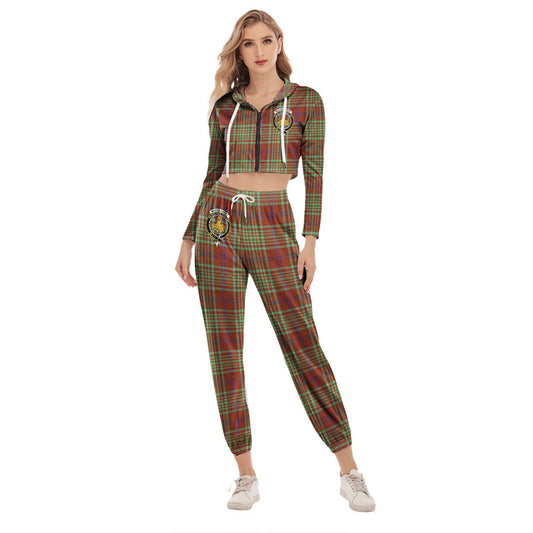 MacGillivray Hunting Ancient Tartan Crest Crop Hoodie Sports Sets