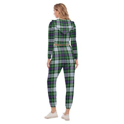 MacKenzie Dress Modern Tartan Crest Crop Hoodie Sports Sets