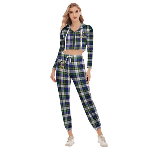 Gordon Dress Modern Tartan Crest Crop Hoodie Sports Sets