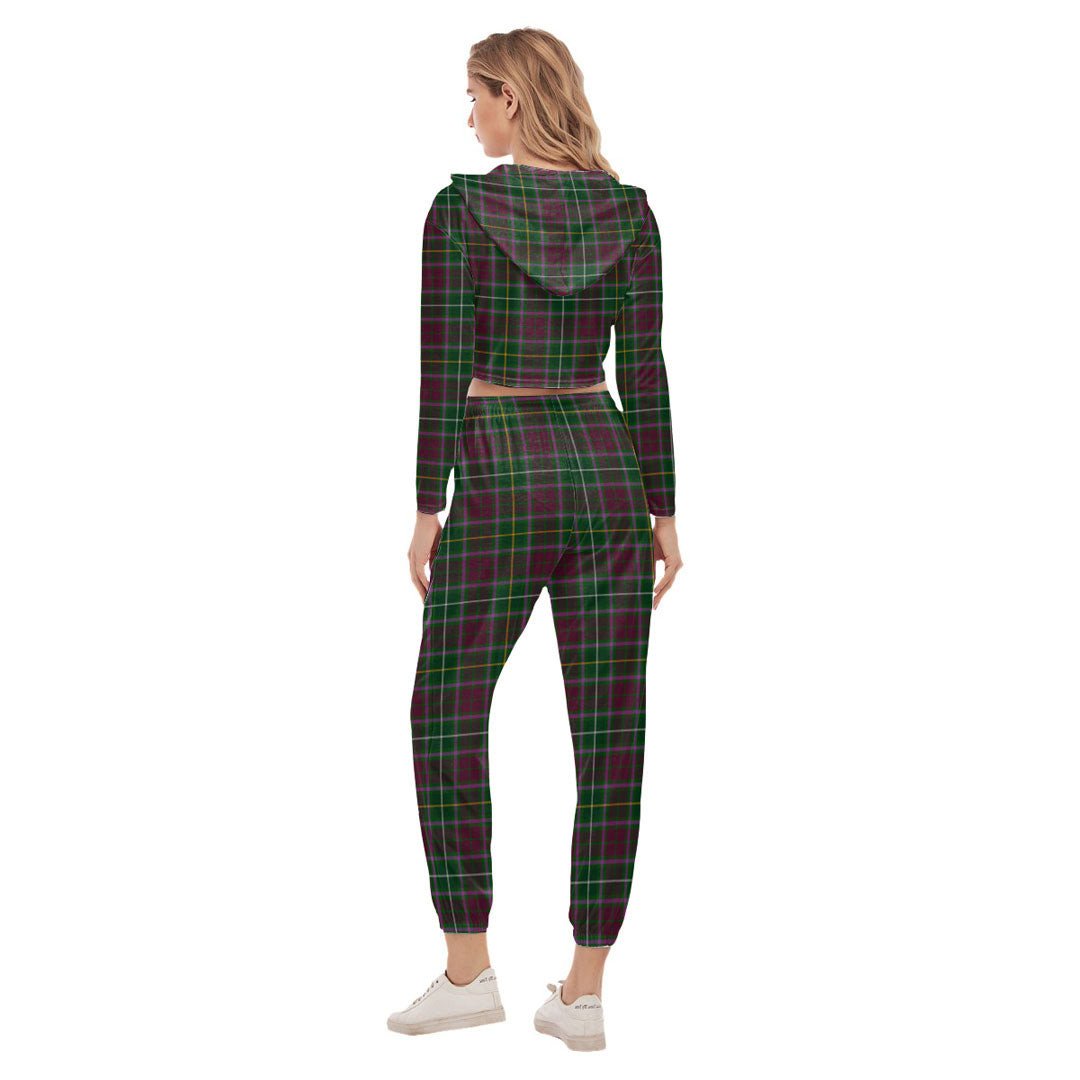 Crosbie Tartan Crest Crop Hoodie Sports Sets