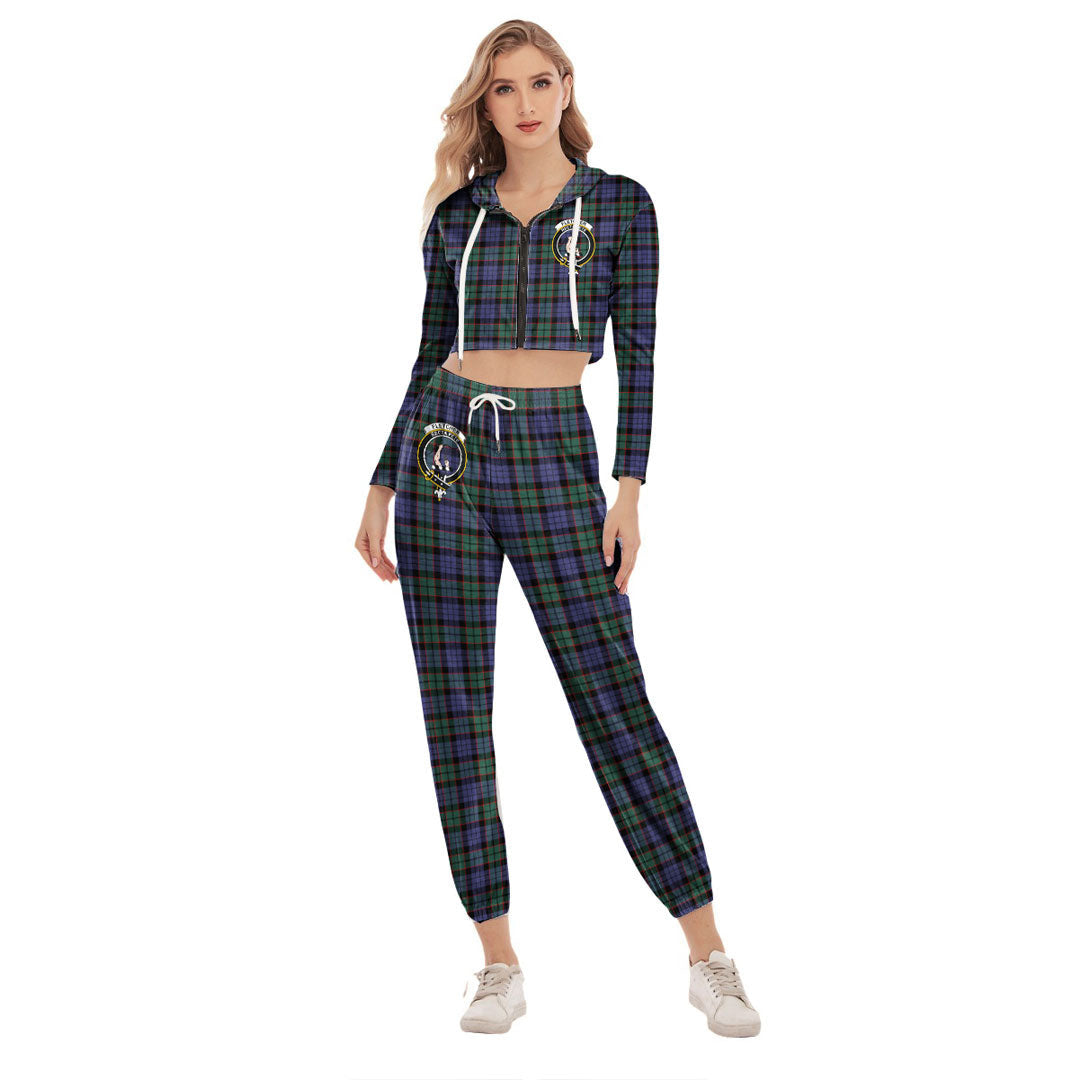 Fletcher Modern Tartan Crest Crop Hoodie Sports Sets