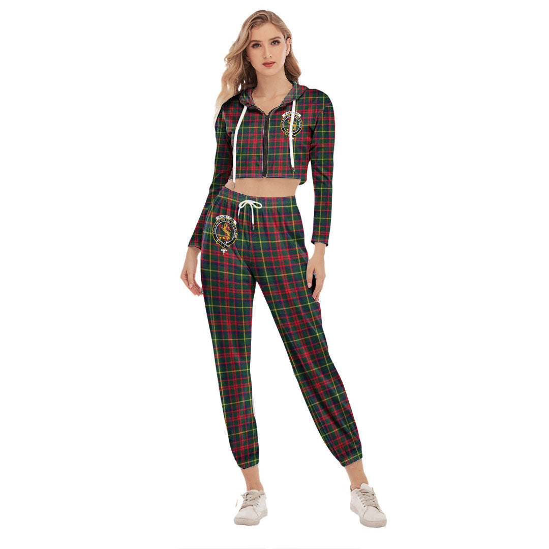 MacKintosh Hunting Modern Tartan Crest Crop Hoodie Sports Sets