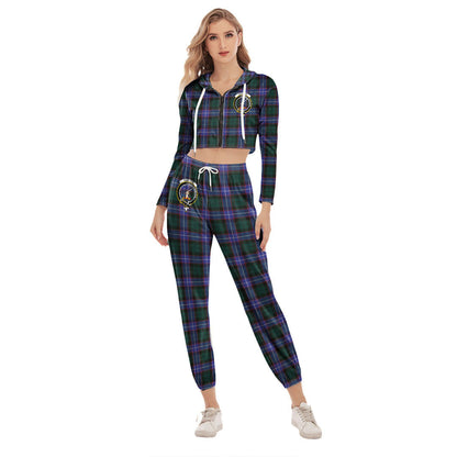 Guthrie Modern Tartan Crest Crop Hoodie Sports Sets