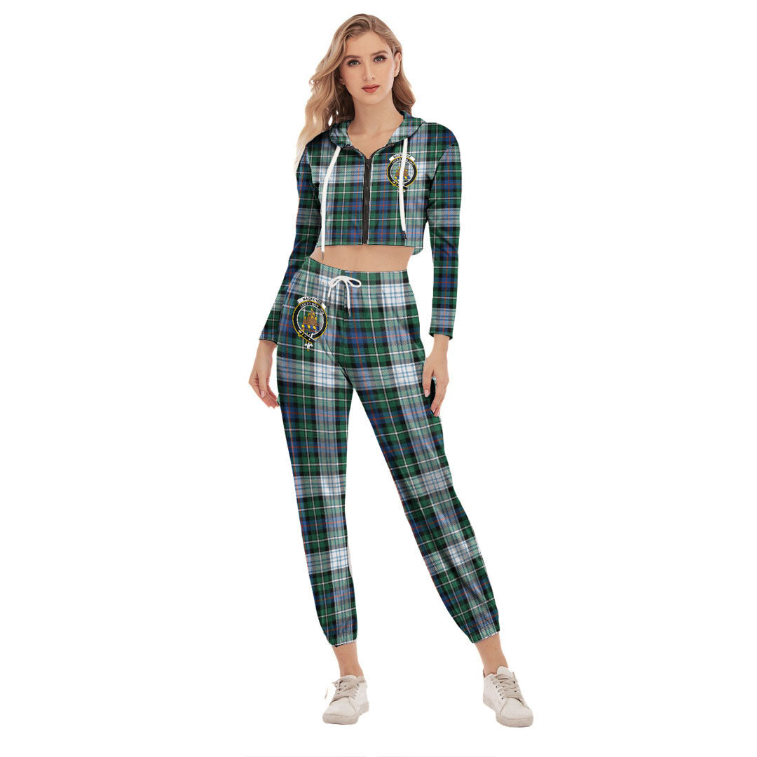 MacKenzie Dress Ancient Tartan Crest Crop Hoodie Sports Sets