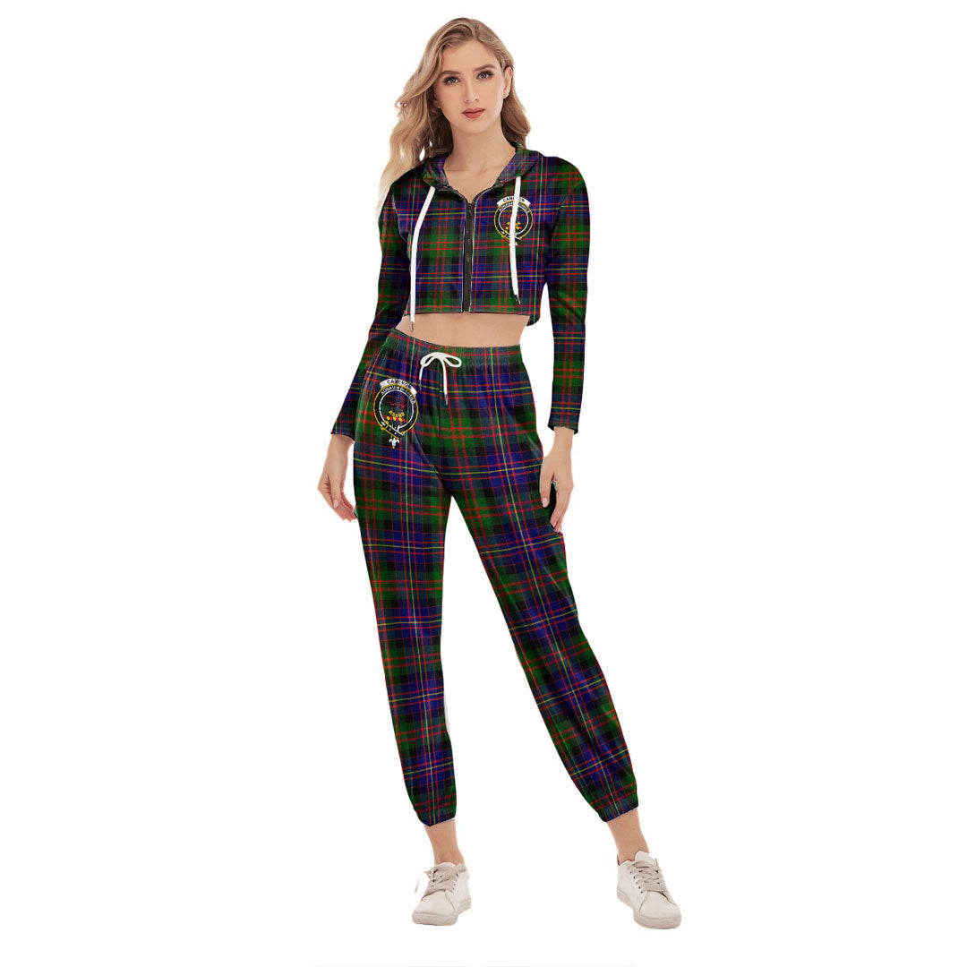 Cameron of Erracht Modern Tartan Crest Crop Hoodie Sports Sets