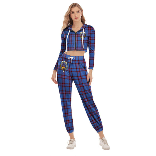 Elliot Modern Tartan Crest Crop Hoodie Sports Sets