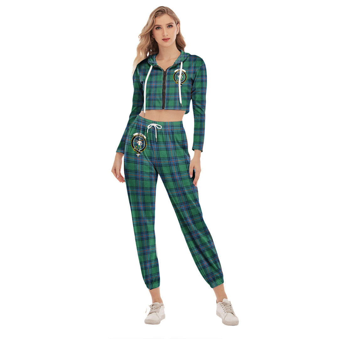 Shaw Ancient Tartan Crest Crop Hoodie Sports Sets