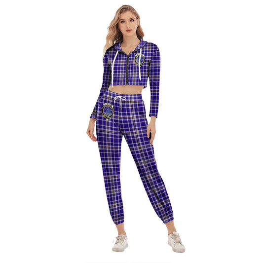 Ochterlony Tartan Crest Crop Hoodie Sports Sets