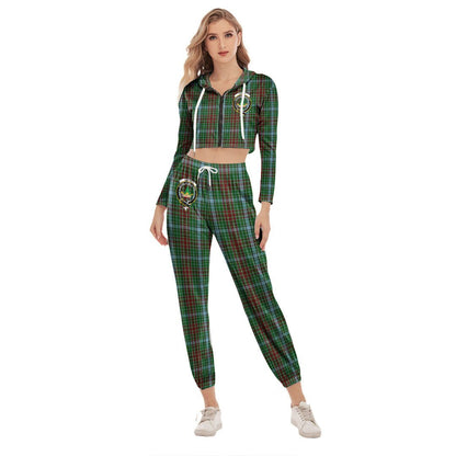 Gayre Tartan Crest Crop Hoodie Sports Sets