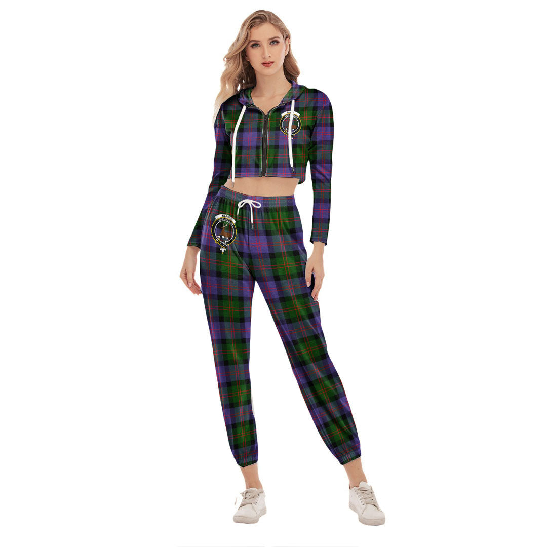 Blair Modern Tartan Crest Crop Hoodie Sports Sets