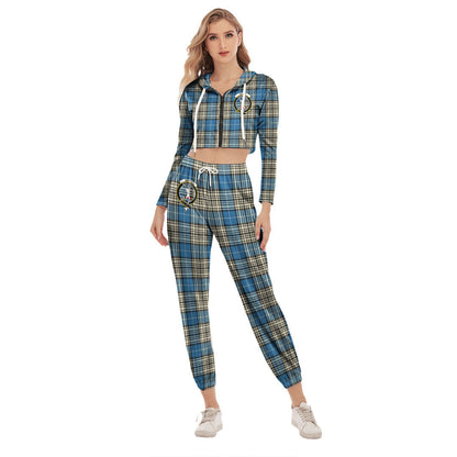 Napier Ancient Tartan Crest Crop Hoodie Sports Sets