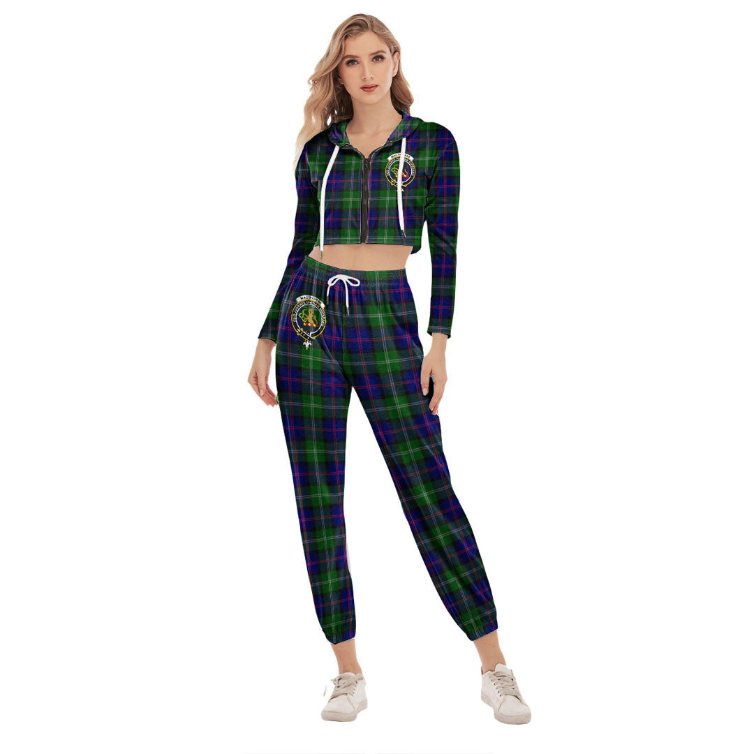 MacThomas Modern Tartan Crest Crop Hoodie Sports Sets