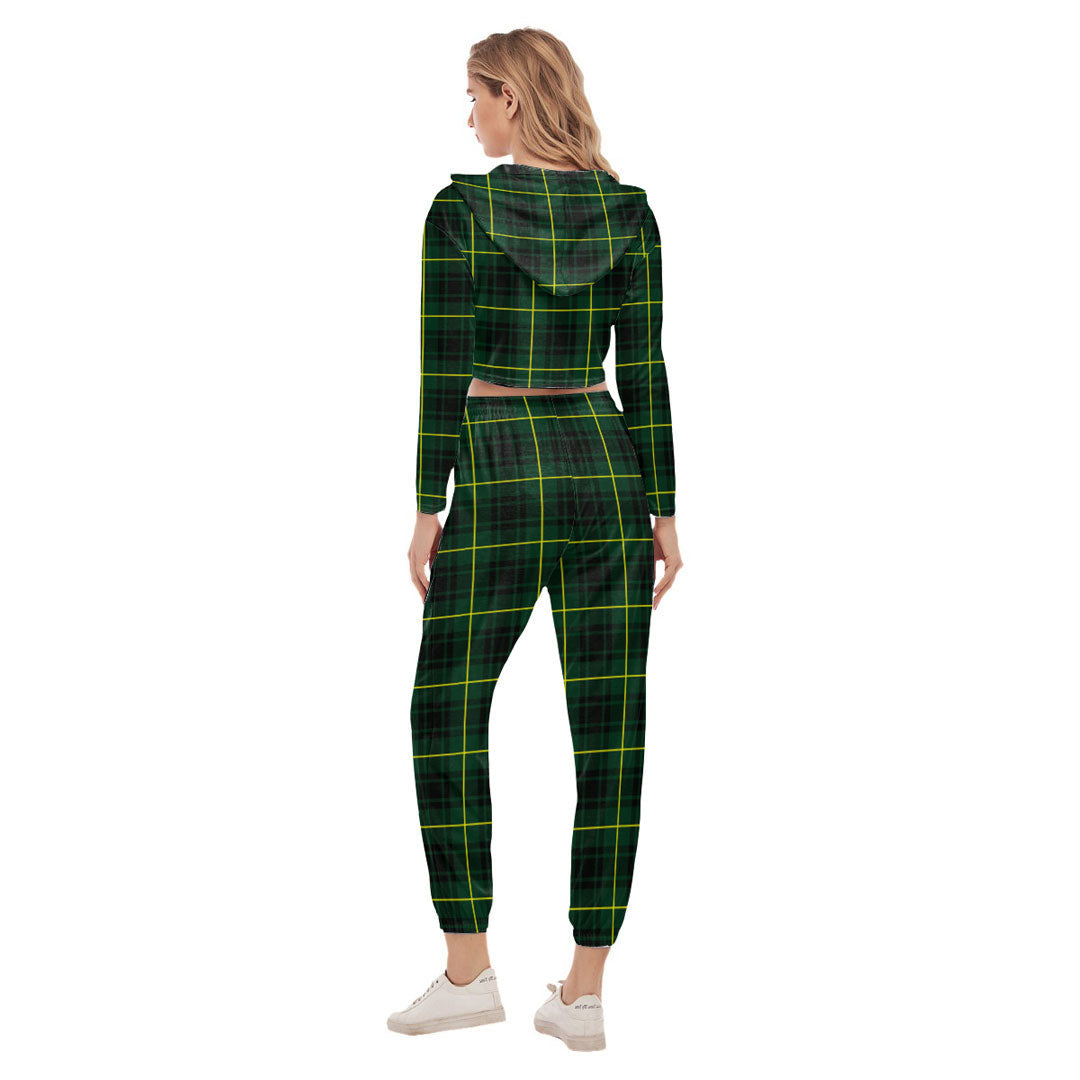 MacArthur Modern Tartan Crest Crop Hoodie Sports Sets