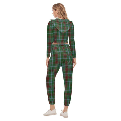 Gayre Tartan Crest Crop Hoodie Sports Sets