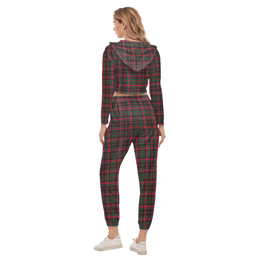 Cumming Hunting Modern Tartan Crest Crop Hoodie Sports Sets