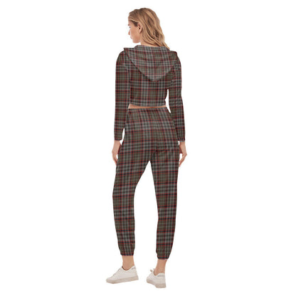 Nicolson Hunting Weathered Tartan Crest Crop Hoodie Sports Sets