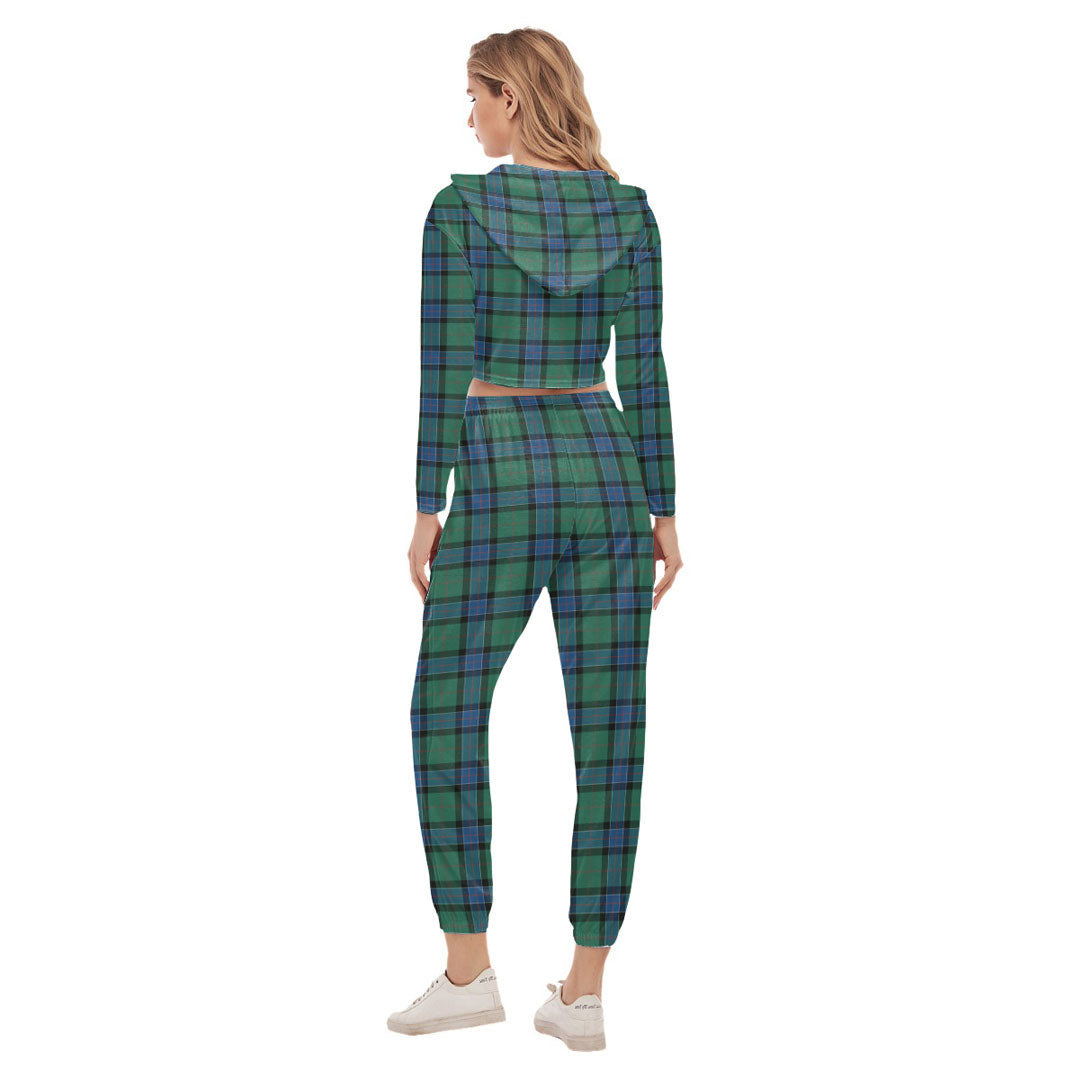 Sinclair Hunting Ancient Tartan Crest Crop Hoodie Sports Sets