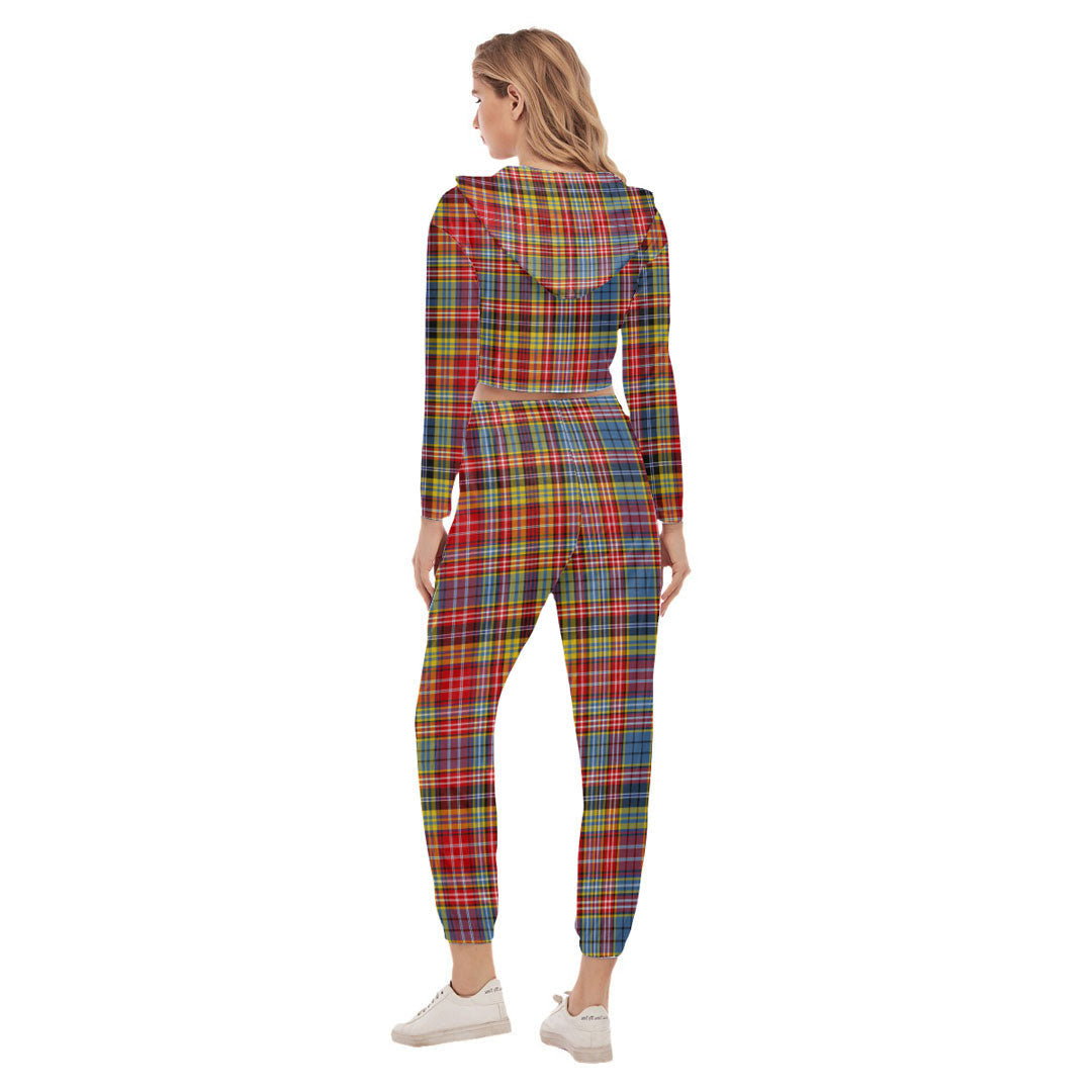 Ogilvie of Airlie Ancient Tartan Crest Crop Hoodie Sports Sets