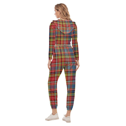 Ogilvie of Airlie Ancient Tartan Crest Crop Hoodie Sports Sets