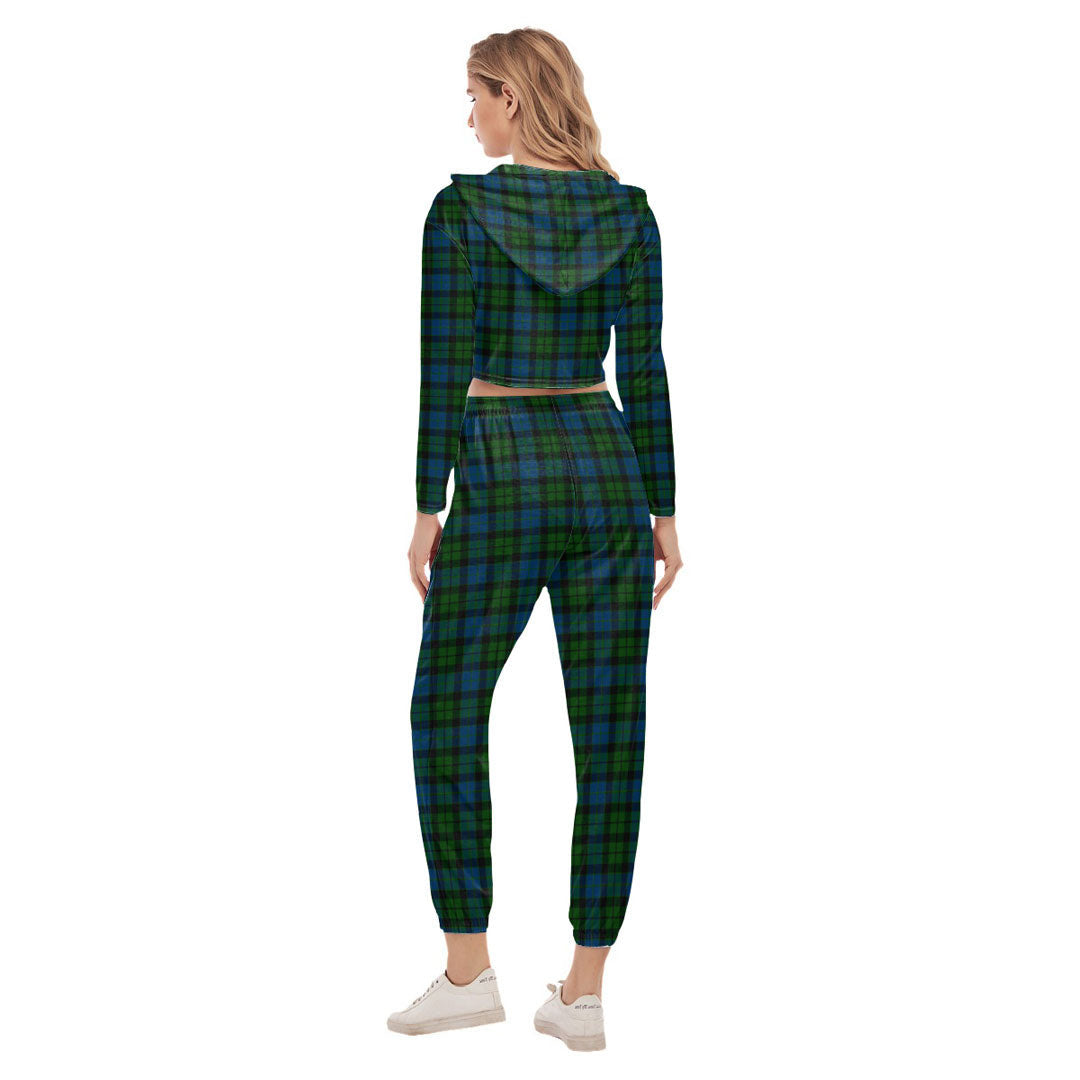 MacKay Modern Tartan Crest Crop Hoodie Sports Sets