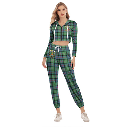 MacThomas Ancient Tartan Crest Crop Hoodie Sports Sets