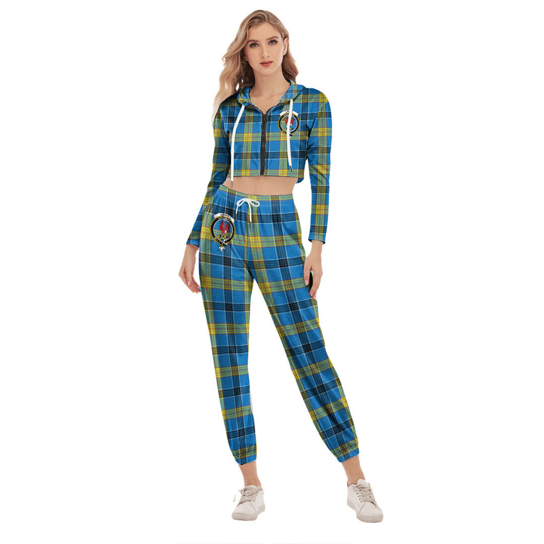 Laing Tartan Crest Crop Hoodie Sports Sets