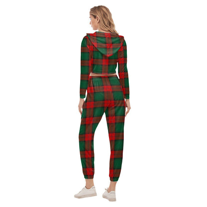 Stewart Atholl Modern Tartan Crest Crop Hoodie Sports Sets